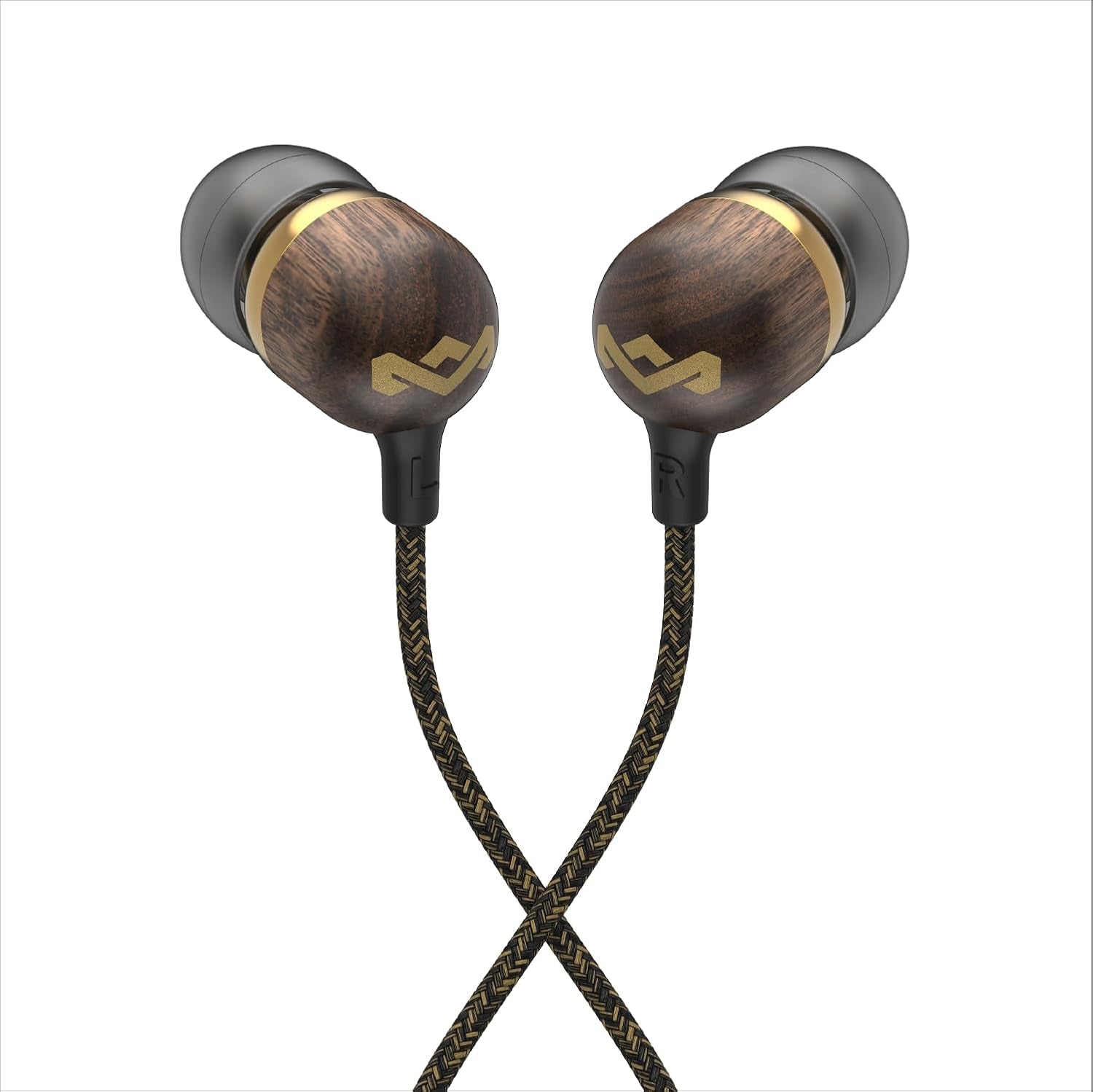 Smile Jamaica AUX Wired Earbuds with Microphone, Noise-Isolating In-Ear Headphones, Tangle-Resistant Cable, 3.5Mm Jack Sustainable (Brass)